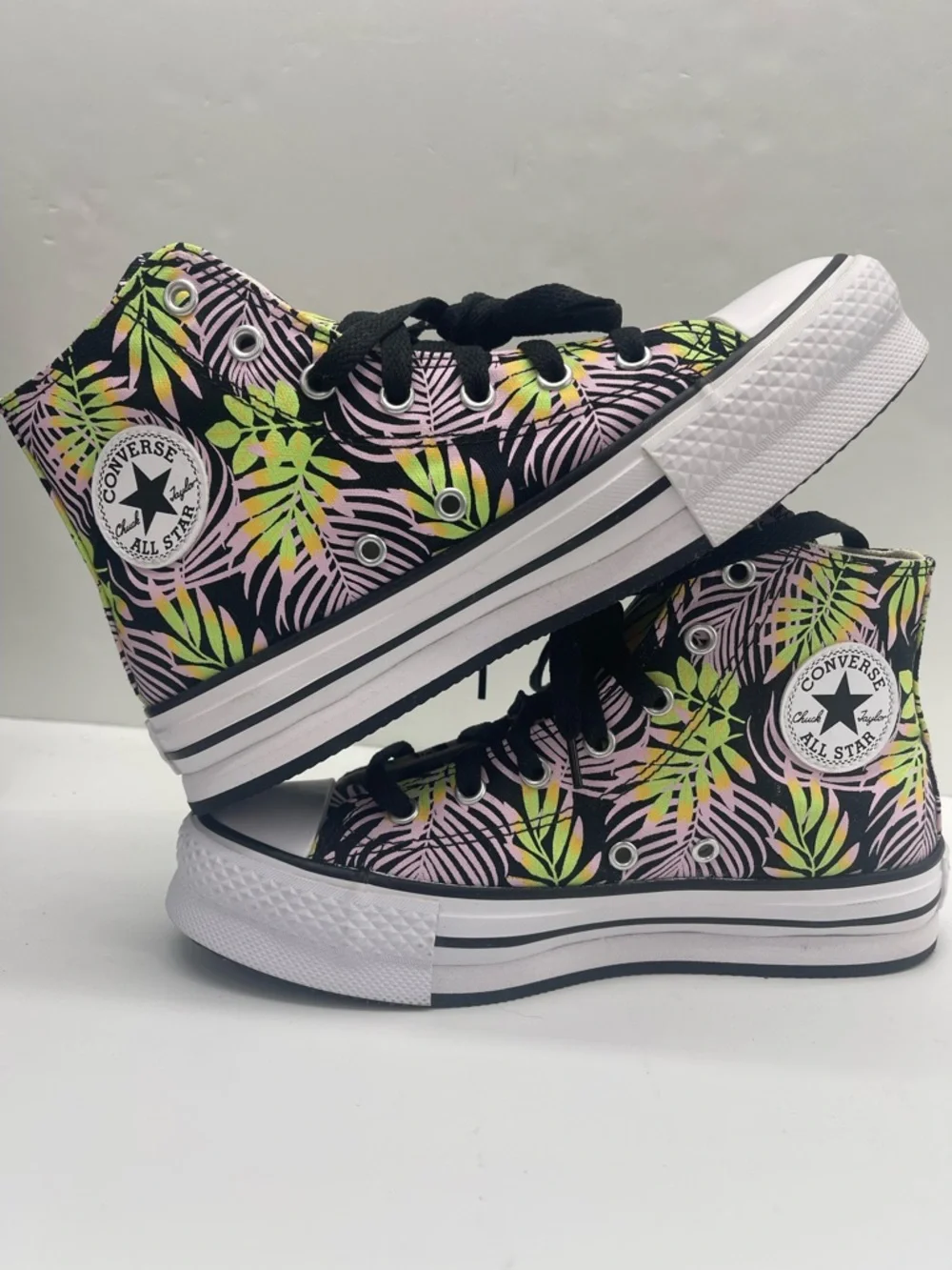 Converse WMNS CTAS EVA Lift Hi A01201C Blk/Pink Foam/Lime Rave Platform Sneakers